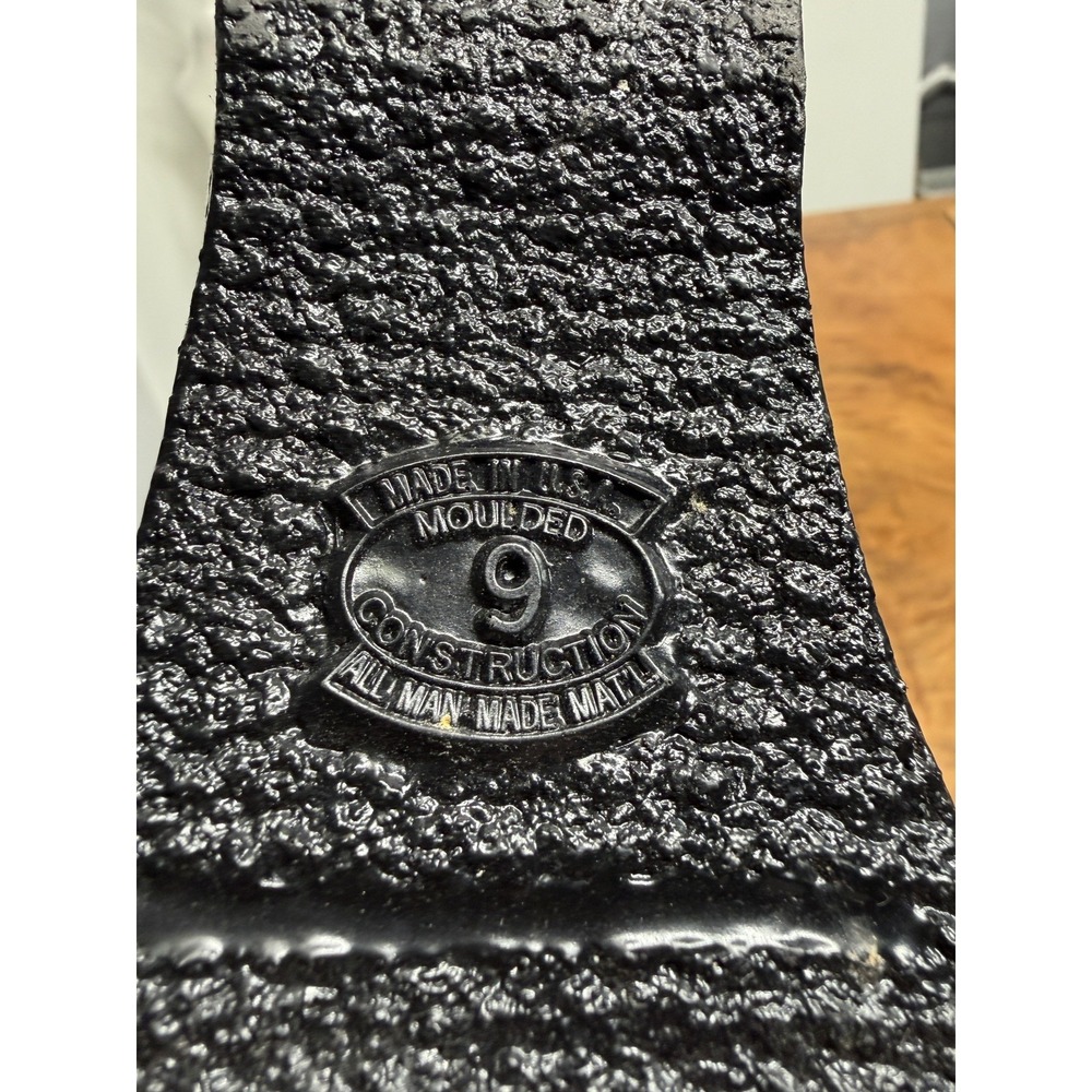 VTG 70s Black 9 Rubber Molded Insulated Tall Waterproof Rain Snow Boots Wedge - Picture 9 of 9